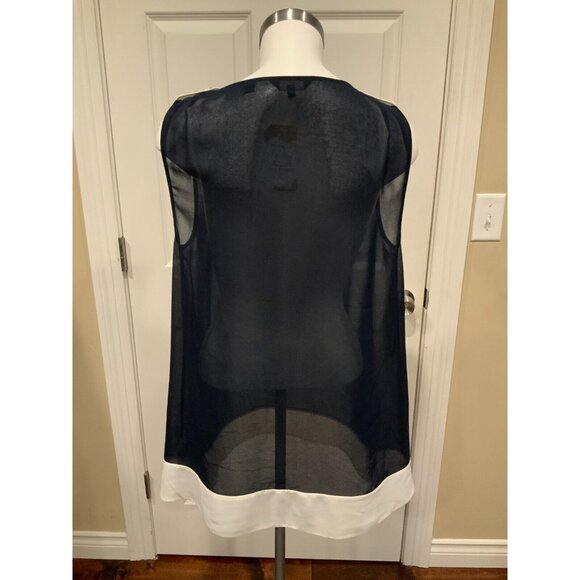 Ted Baker Navy Blue White Sheer Sleeveless Adilene Top, Size Small - Picture 5 of 6